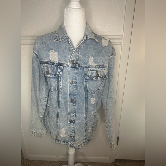 Umgee Light Blue Distressed Denim Jacket size S - Picture 1 of 7